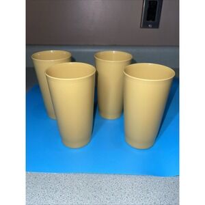 Tupperware Stackable‎ Tumblers Cups Harvest Gold #873 Set of 4 12 oz Vintage